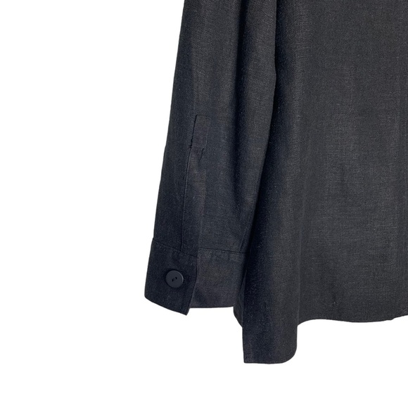 AD ADOLFO DOMINGUEZ Linen Blend Military Style Black Shirt Shacket sz 42‎ S / M - Picture 7 of 12
